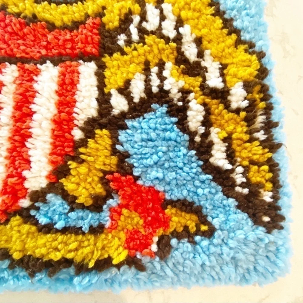 Vintage Latch Hook Small Rug Americana American Eagle 23” x 17”
